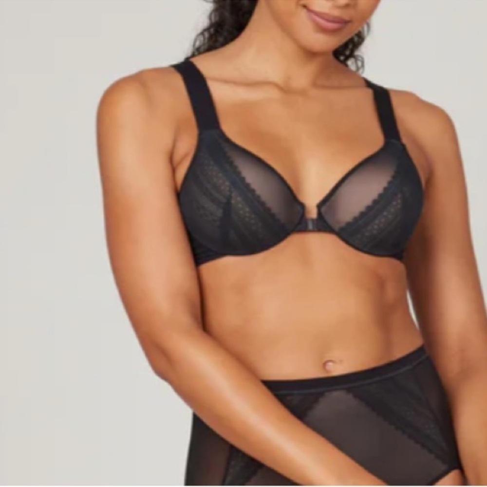 SPANX Bra-llelujah! Illusion Lace Full Coverage Bra Very Black 34C